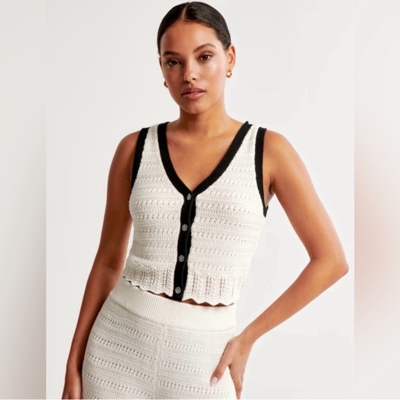 Abercrombie & Fitch Tops - Abercrombie & Fitch Crochet Button Vest